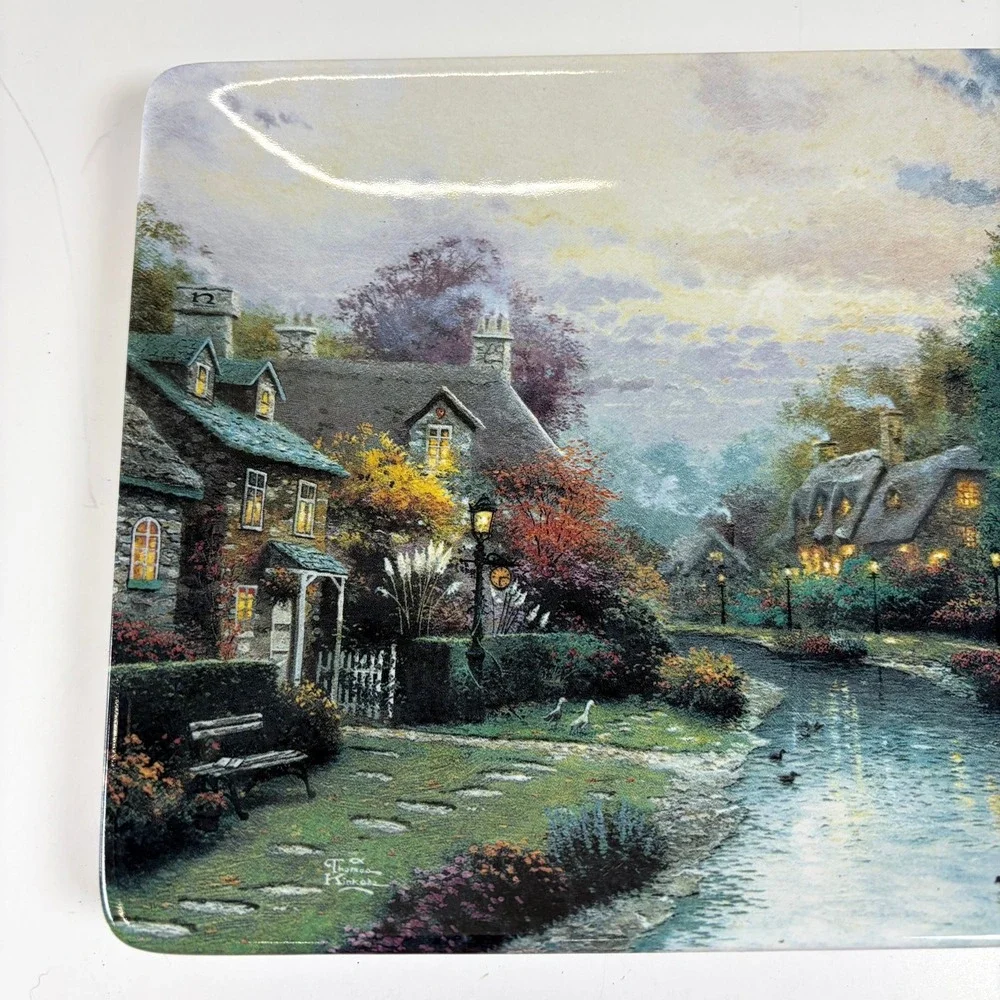 3 Thomas Kinkade Lamplight Brooke-County-Lane Plates Bradford Exchange 1997 READ